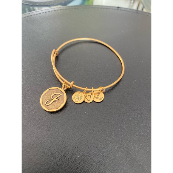 Alex and Ani / Gold "J" Initial Charm Bangle - Picture 2 of 3